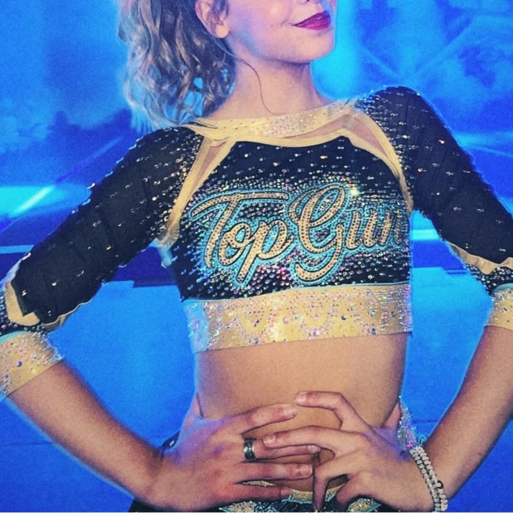 Top Gun Angels Uniform Women's Black and Gold Crop Top